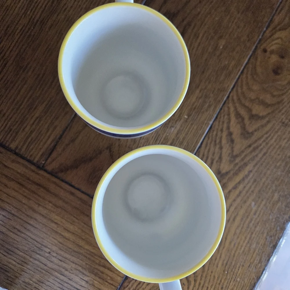 West Elm Footed Striped 8oz Mugs (2)
